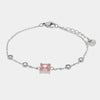 Bracciale in Acciaio con cristallo rosa quadrato