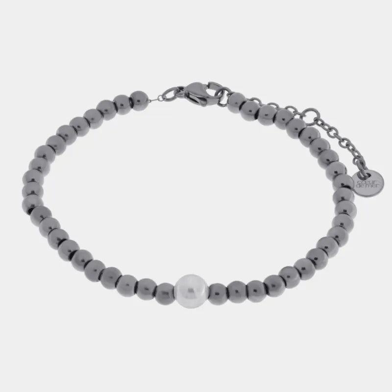 Bracciale in Acciaio sfere con perla - BYSIMON gioielli
