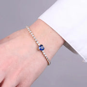 Bracciale in Acciaio tennis con cuore blu