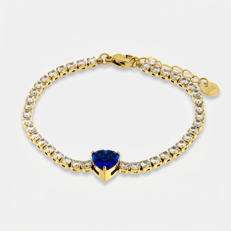 Bracciale in Acciaio tennis con cuore blu - BYSIMON gioielli