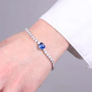 Bracciale in Acciaio tennis con cuore blu