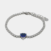 Bracciale in Acciaio tennis con cuore blu