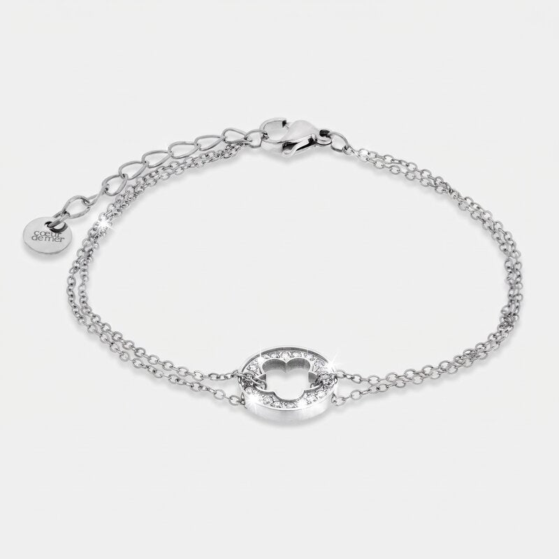 Bracciale in Acciaio doppia catena con cercho - BYSIMON gioielli