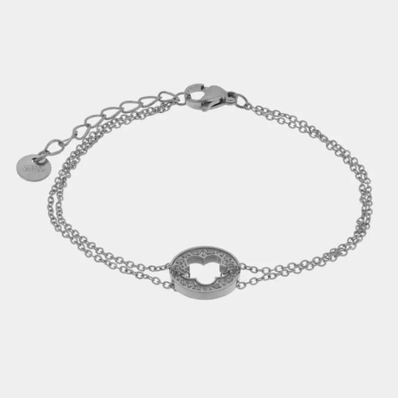Bracciale in Acciaio doppia catena con cercho