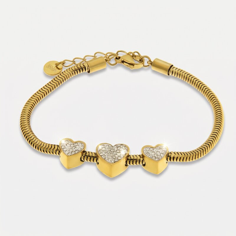 Bracciale in Acciaio con tris di cuori - BYSIMON gioielli