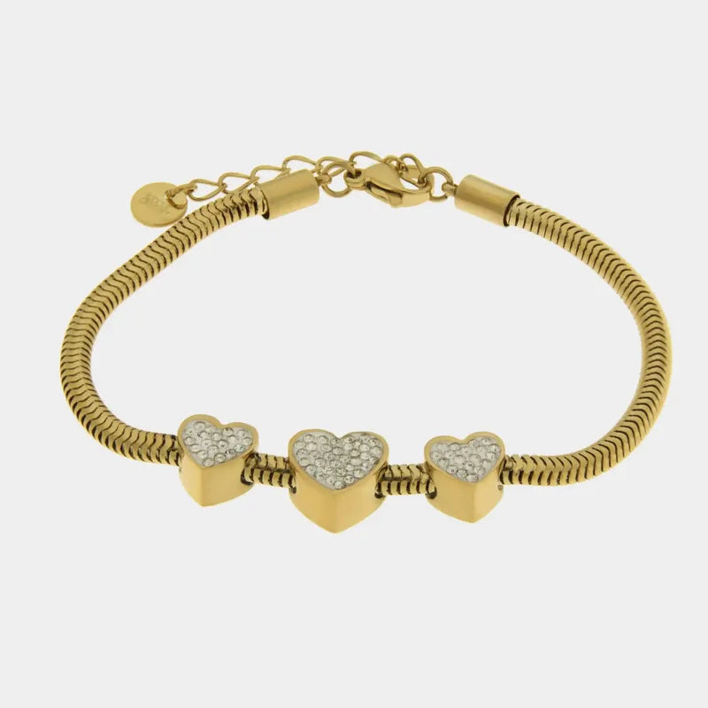 Bracciale in Acciaio con tris di cuori