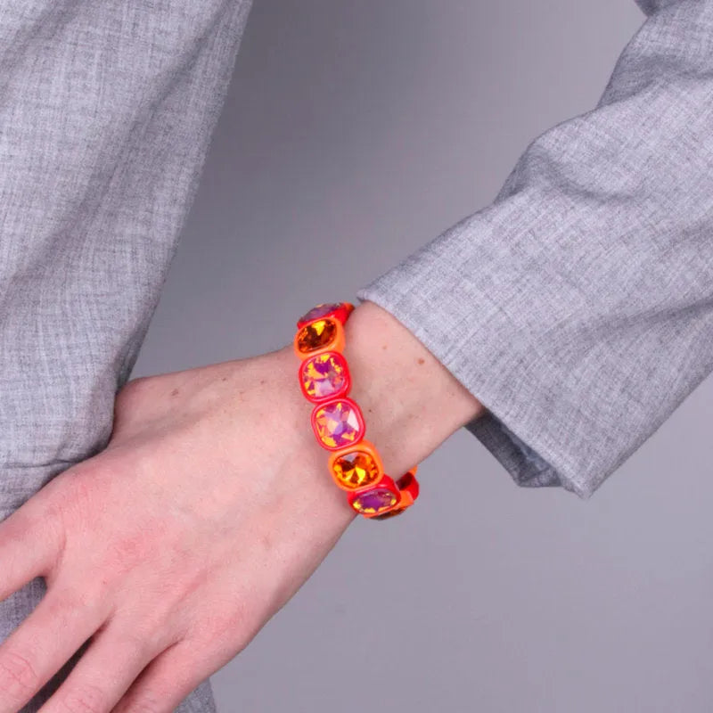 Bracciale in Acciaio con cristalli rossi