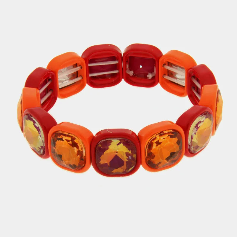 Bracciale in Acciaio con cristalli rossi