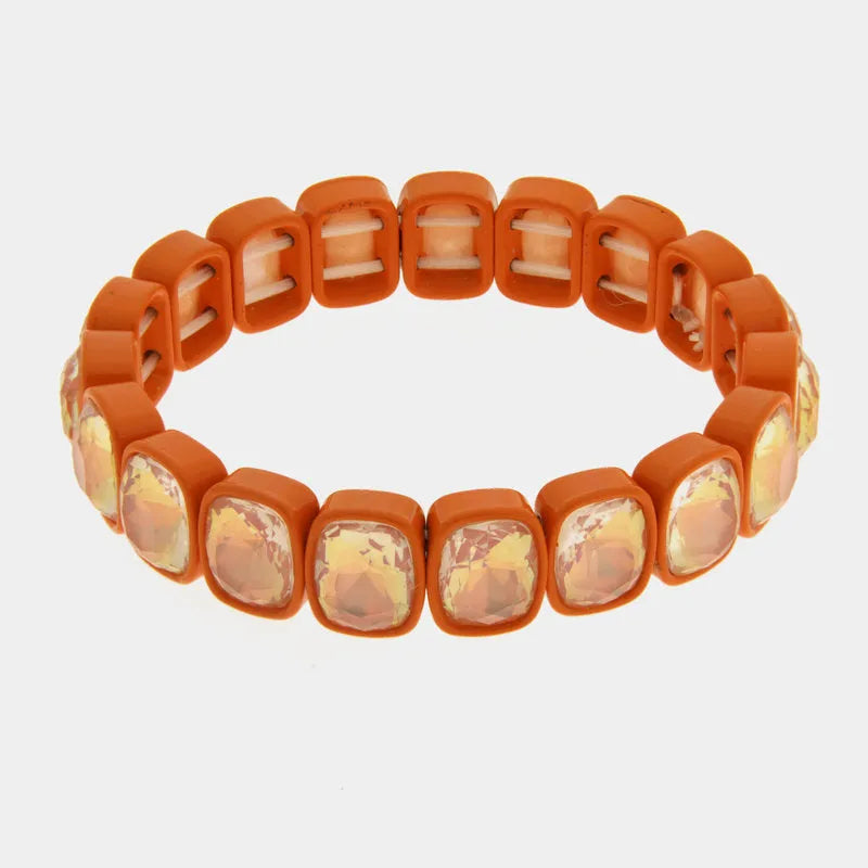 Bracciale in Acciaio con cristalli arancio