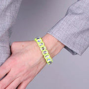 Bracciale in Acciaio  cristalli trasparenti con base verde