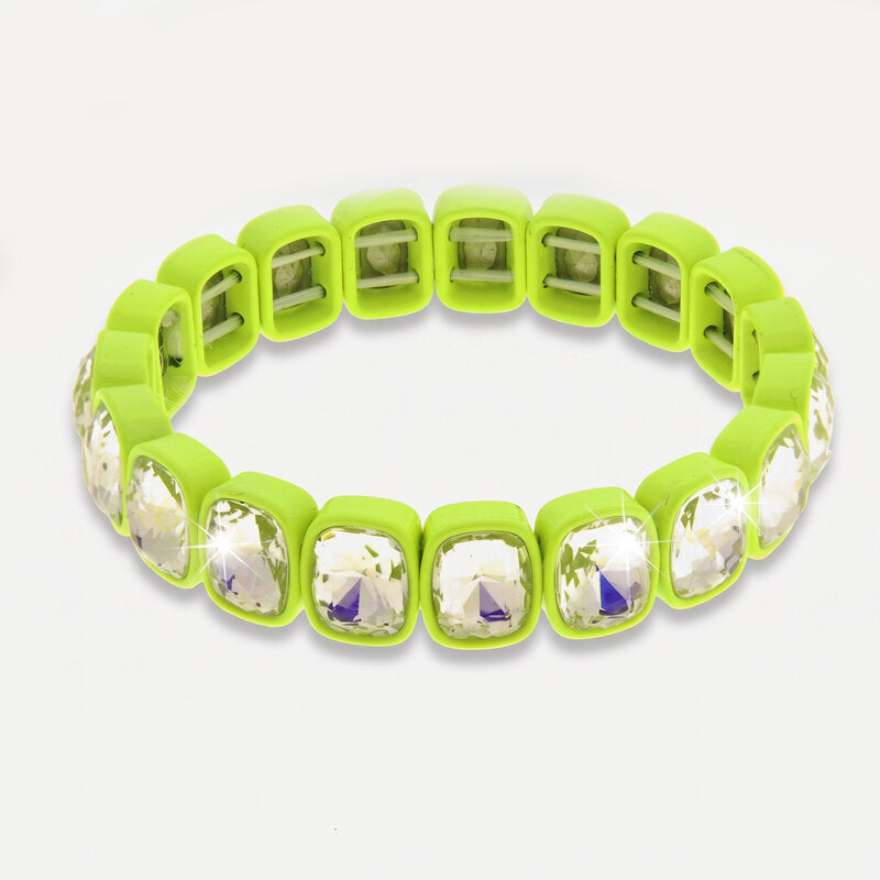 Bracciale in Acciaio  cristalli trasparenti con base verde - BYSIMON gioielli