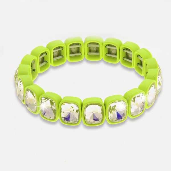 Bracciale in Acciaio  cristalli trasparenti con base verde - BYSIMON gioielli