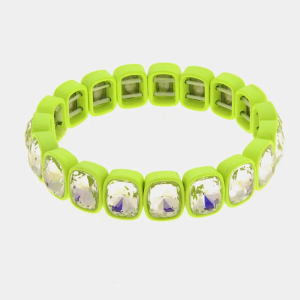 Bracciale in Acciaio  cristalli trasparenti con base verde - BYSIMON gioielli