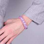 Bracciale in Acciaio con cristalli acqua e base rosa