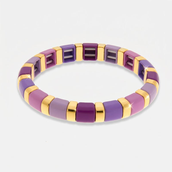Bracciale in Acciaio con sfere viola - BYSIMON gioielli