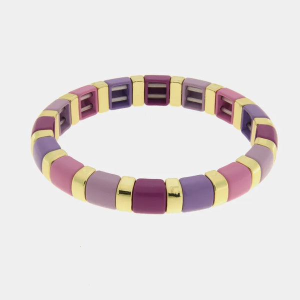 Bracciale in Acciaio con sfere viola - BYSIMON gioielli