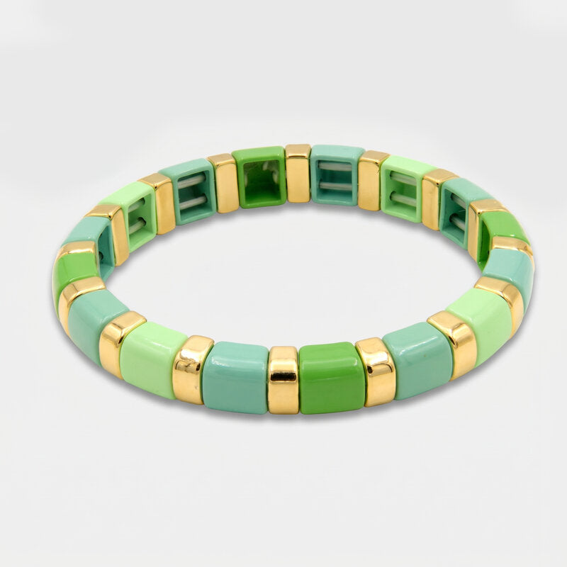 Bracciale in Acciaio con sfere verdi - BYSIMON gioielli