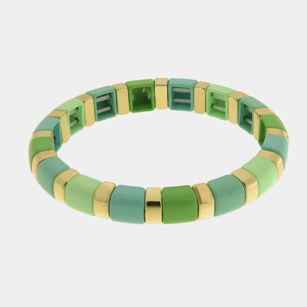 Bracciale in Acciaio con sfere verdi - BYSIMON gioielli