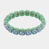 Bracciale in Acciaio con cristalli acqua con base verde