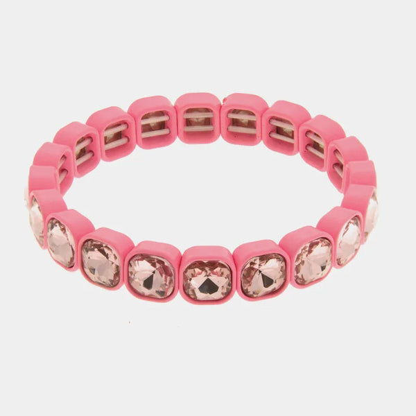 Bracciale in Acciaio con cristalli rosa - BYSIMON gioielli