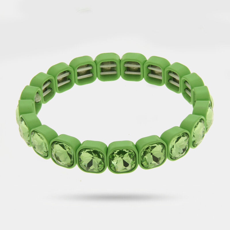 Bracciale in Acciaio con cristalli verdi - BYSIMON gioielli