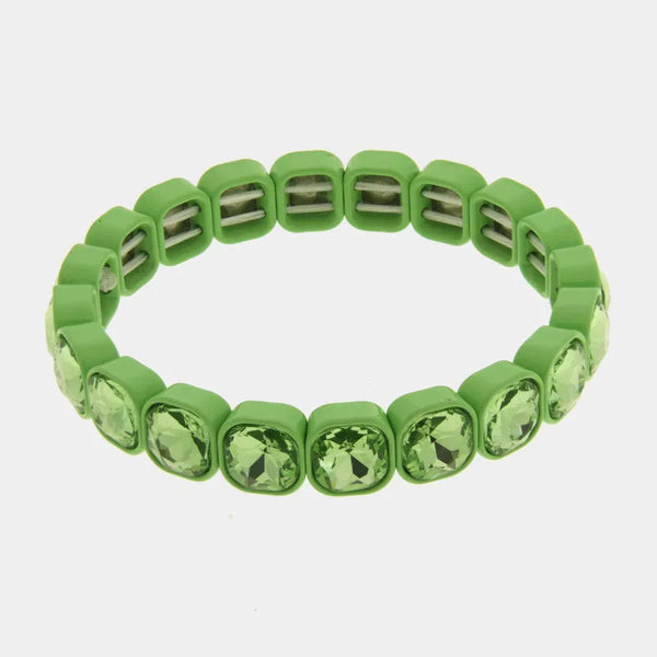 Bracciale in Acciaio con cristalli verdi - BYSIMON gioielli