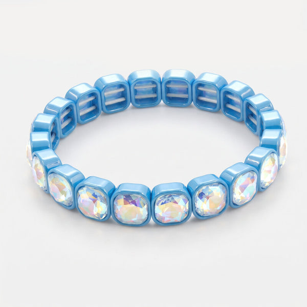 Bracciale in Acciaio con cristalli azzurri - BYSIMON gioielli