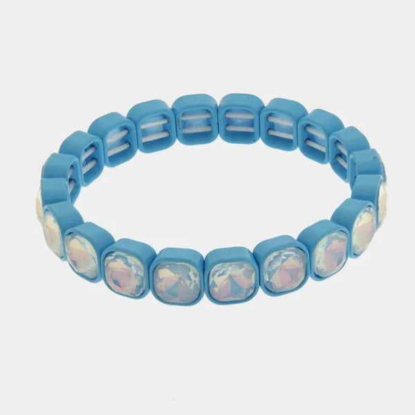 Bracciale in Acciaio con cristalli azzurri - BYSIMON gioielli