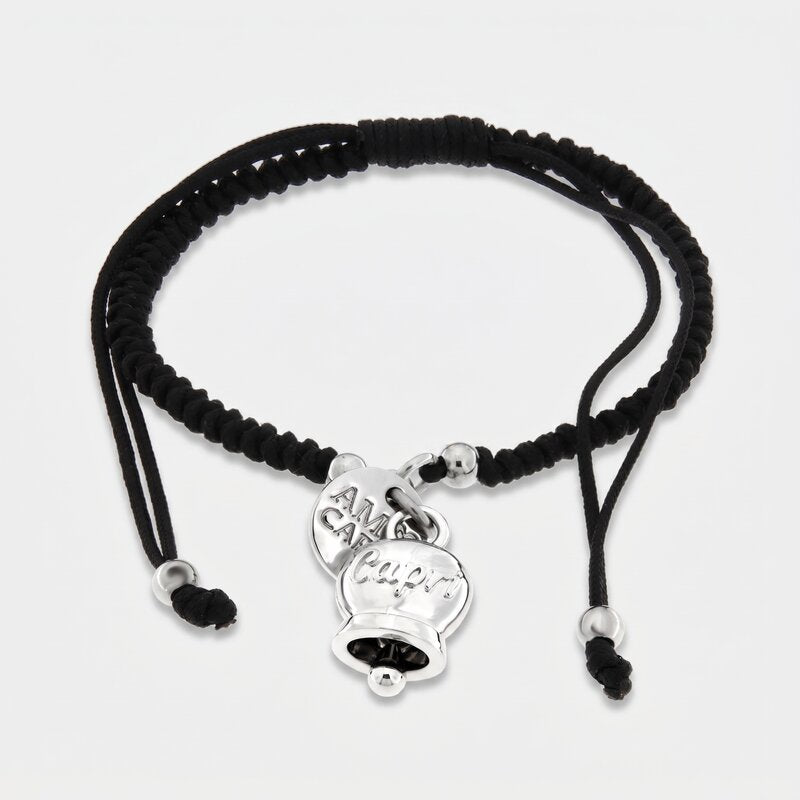Bracciale in Acciaio Inossidabile con campanella portafortuna con scritta Capri | gioielli in acciaio inossidabile | BYSIMON