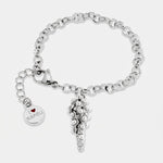 Bracciale in Acciaio con cornetto pendente e sfere bianche - BYSIMON gioielli