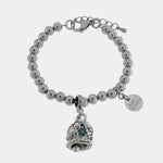 Bracciale in Acciaio campanella con perle e fiori rossi e blu - BYSIMON gioielli