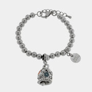 Bracciale in Acciaio campanella con perle e fiori rossi e blu