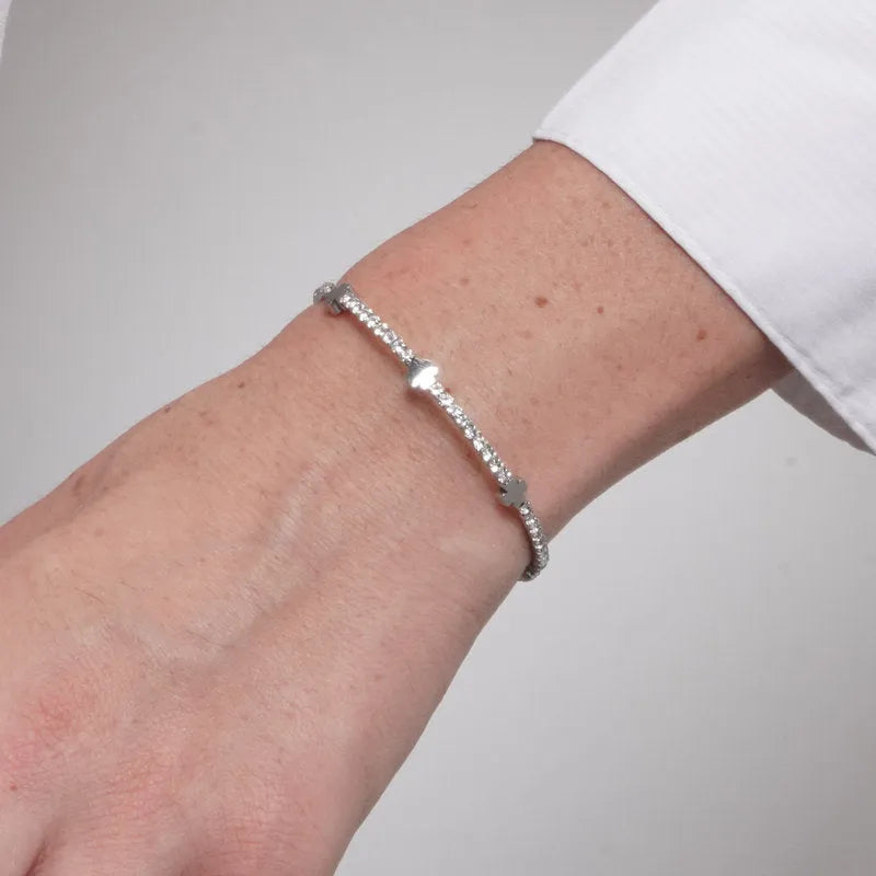 Bracciale in Acciaio tennis con quadrifoglio COEUR - gioiello BySimon