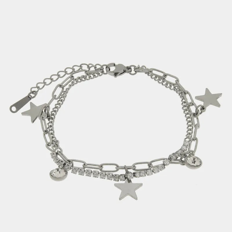 Bracciale in Acciaio tennis e catena con stelle COEUR - gioiello BySimon