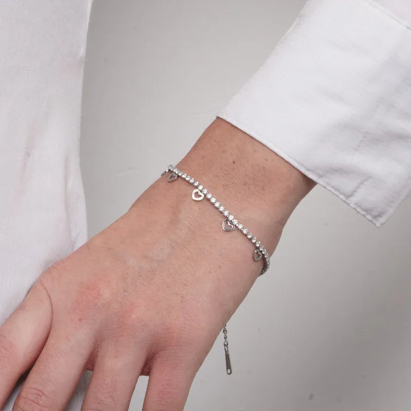 Bracciale in Acciaio tennis con cuori COEUR - gioiello BySimon