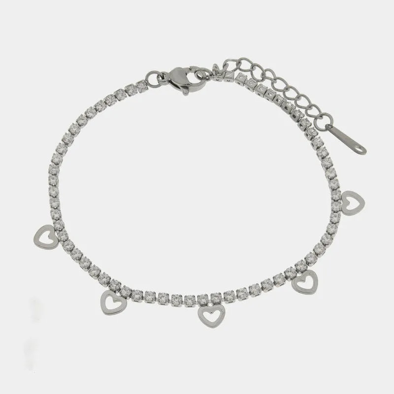 Bracciale in Acciaio tennis con cuori COEUR - gioiello BySimon