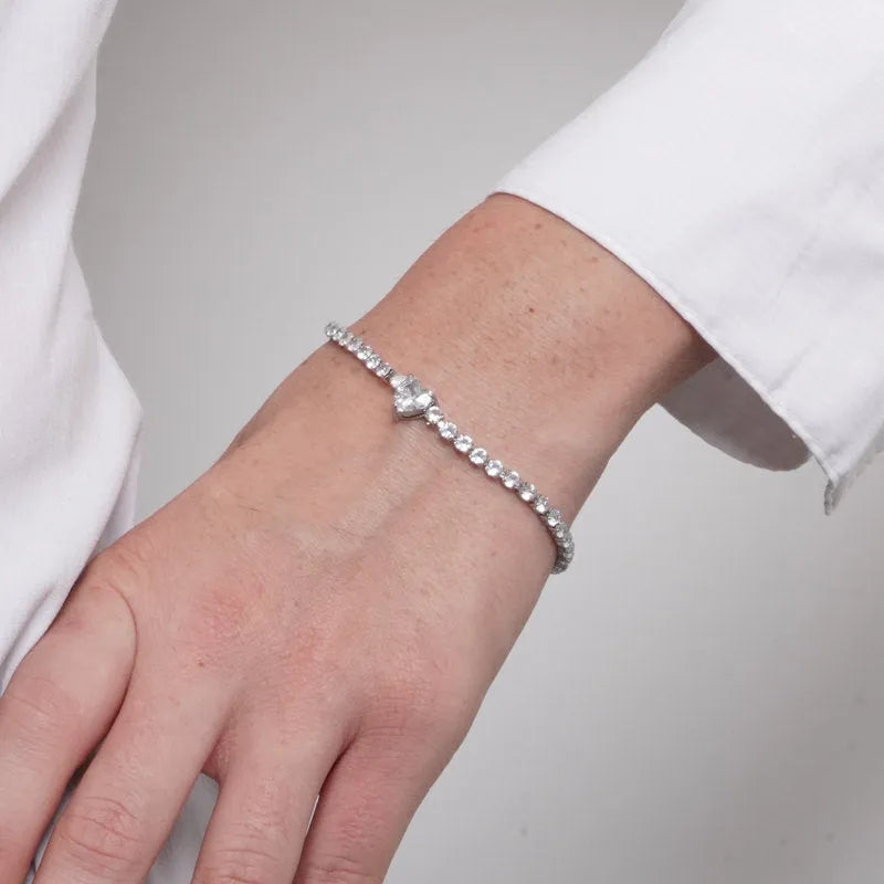 Bracciale in Acciaio tennis con cuore COEUR - gioiello BySimon