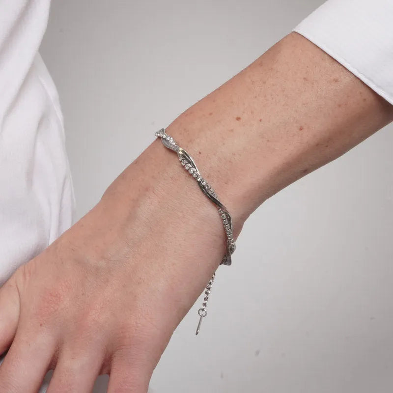 Bracciale in Acciaio tennis e catena snake COEUR - gioiello BySimon