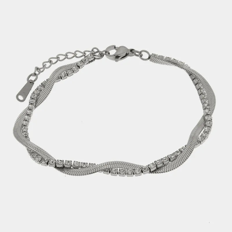 Bracciale in Acciaio tennis e catena snake COEUR - gioiello BySimon