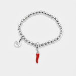 Bracciale in acciaio con cornetto rosso portafortuna napoletano | cornetto portafortuna | BYSIMON