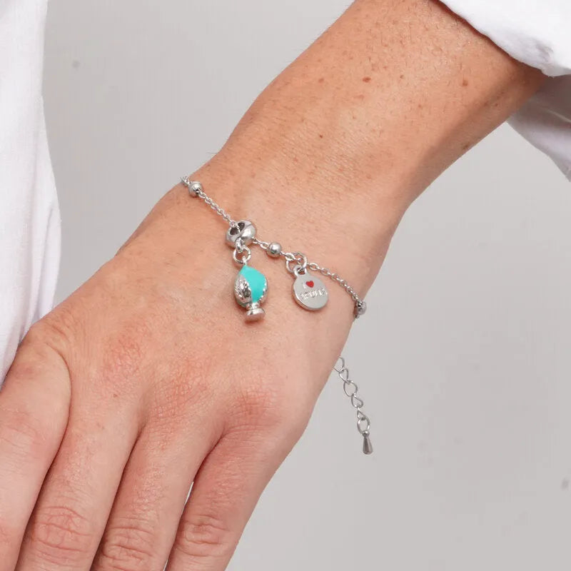 Bracciale in Acciaio pumo portafortuna pugliese verde BYS - gioiello BySimon