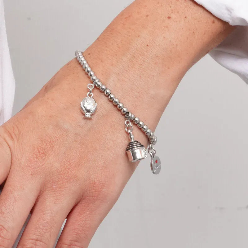 Bracciale in Acciaio pumo portafortuna pugliese e trullo