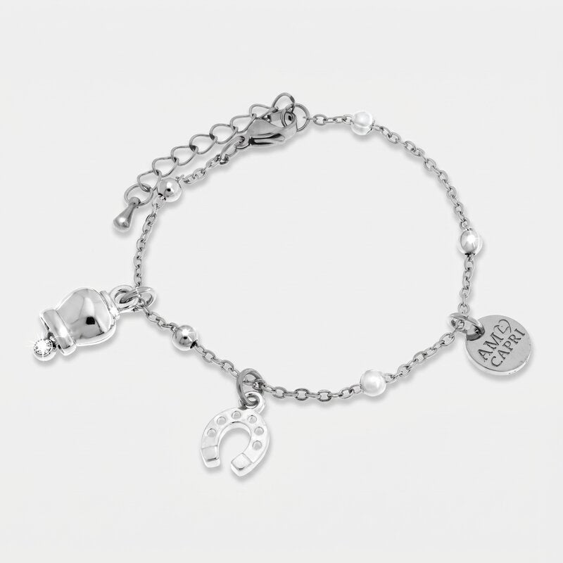 Bracciale in Acciaio con campanella e ferro di cavallo - BYSIMON gioielli