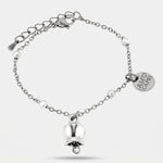 Bracciale in Acciaio con campanella portafortuna pendente - BYSIMON gioielli