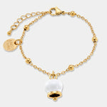 Bracciale in Acciaio campanella portafortuna bianca e oro - BYSIMON gioielli