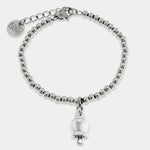 Bracciale in Acciaio maglia a sfere con campanella portafortuna - BYSIMON gioielli