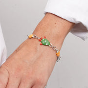 Bracciale in Acciaio con tris di fichi d'india impreziositi da smalti colorati