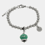 Bracciale in Acciaio campanella verde acqua con scritta Capri e zirconi - BYSIMON gioielli