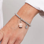 Bracciale in Acciaio campanella rosa antico con scritta Capri e zirconi - BYSIMON gioielli