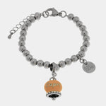 Bracciale in Acciaio campanella rosa antico con scritta Capri e zirconi - BYSIMON gioielli